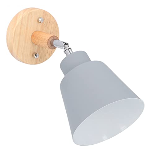 100 Bis 240 V Wandleuchten,Innenbeleuchtung Wandlampe Innenbeleuchtung Wandlampe Wandbeleuchtung Mehrflammige Leuchten Moderne Wandleuchte mit Steckerkabel Grauer Lampenschirm Gummi-Holzsockel von Marhynchus