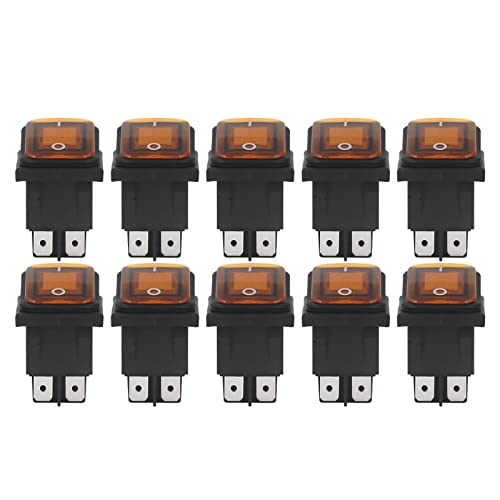10Pcs 2 Positions-Wipp Schalter, 4 Pins Kippschalter-Aus-Rocker-Schalter 30A AC 125V 250V mit LED-Licht für Boot Home Car Modification (Orange) von Marhynchus