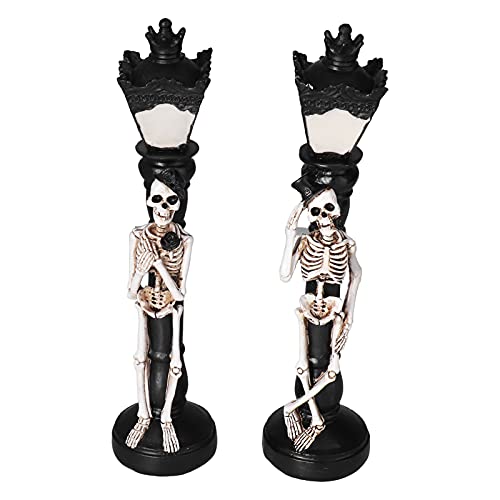 2Pcs Halloween Totenkopf Außenbeleuchtung Strassenlicht Lampe, Miniatur Leuchtende Totenkopf Straßenlaterne, LED Vintage Skeleton Street Light für Home Halloween Party Dekorationen von Marhynchus