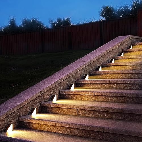2er-Set Solar-Treppenleuchten, LED-Stufenleuchten für den Außenbereich, Dreieckige Solar-Außenleuchten, für Gartentreppe, Terrasse, Vorderstufe, Veranda und Terrasse von Marhynchus
