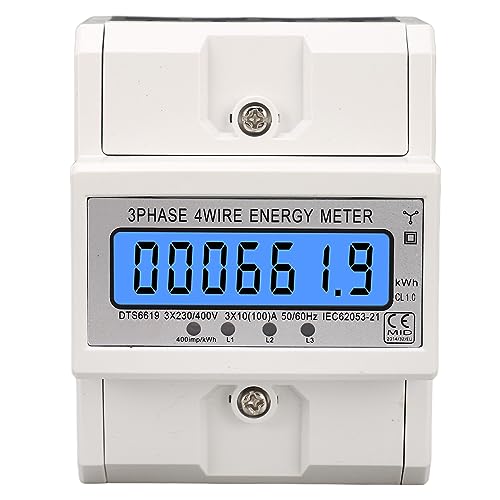 3-Phasen-LCD-Stromzähler mit Hintergrundbeleuchtung, 10 A Bis 100 A, 230 V, 400 V Wechselstrom, Energie-Leistungsmonitor für den Privaten und Industriellen Einsatz von Marhynchus