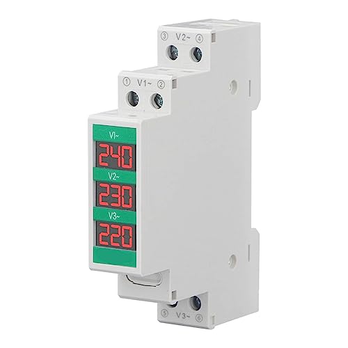 3-Phasen-Wechselstrom-Voltmeter 60-450 V, LCD-Digitalspannungsmesser, Elektrischer Leistungsmesser, DIN-Schienenmontage von Marhynchus