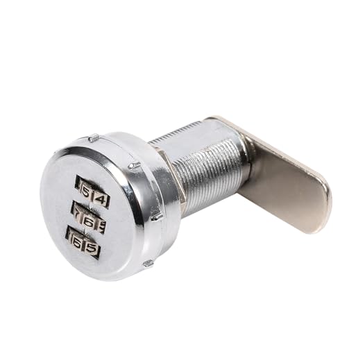 3er-Pack Codierte Edelstahlschlösser für Schubladen, Schränke, Kästen und mehr. Mehrere Größen, Erhältlich mit Federbolzen, Glänzend Verchromt (17–23 mm dicker Holzschrank) von Marhynchus