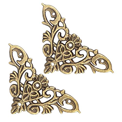 Dekorative Ecke, 12 STÜCKE, Befestigungsteile Dichtungshaltering Antiken Stil Hohl Form Schmuck Sammelalbum Album Protector Holz Box Ecke Decor Hardware Zubehör(L) von Marhynchus
