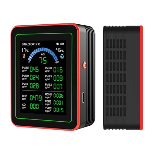 Marhynchus 18 in 1 Luftqualität Messer Raumluft Qualitäts Tester CO2 TVOC HCHO PM 2, 5 PM10 Temp Feuchtigkeit Detektor für Heim-Raumluft Qualitäts Messung Schwarz Marhynchus 18 in 1 Luftqualität Messer Raumluft Qualitäts Tester CO2 TVOC HCHO PM 2, 5 PM10 Temp Feuchtigkeit Detektor für Heim-Raumluft Qualitäts Messung Schwarz von Marhynchus