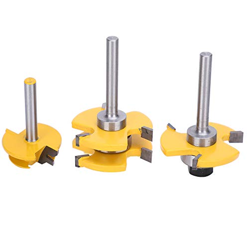 Marhynchus 3pcs Router -Messer -Set für Holzbearbeitungsprojekte, 45 Grad Bitmesser 3 Zahn T Geformt 1/4 Griff von Marhynchus