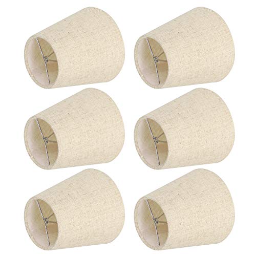 Marhynchus 6pcs Flaxen Lampenschatten -Set Metalltuch PVC Leichtes Weicher Kronleuchter Wandlampenabdeckung für Hausbeleuchtung, E14 Kronleuchter für Schlafzimmer Hotel Anwendbar von Marhynchus