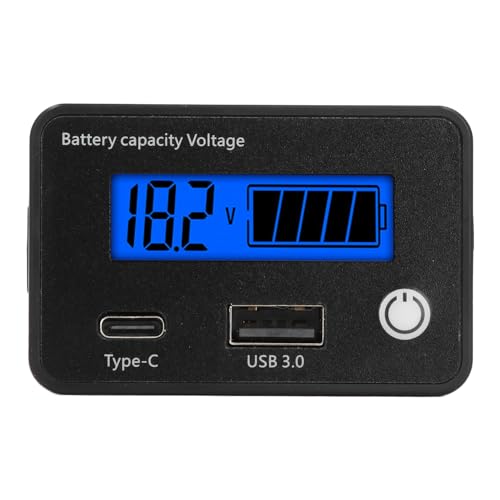 Marhynchus Batteriekapazitätsspannungsmesser, Batteriekapazitätsspannungsmessgerät mit USB -Anschluss Dual -Ports für Auto Motorradboot, Batterie Tester Bequem Marhynchus Batteriekapazitätsspannungsmesser, Batteriekapazitätsspannungsmessgerät mit USB -Anschluss Dual -Ports für Auto Motorradboot, Batterie Tester Bequem von Marhynchus
