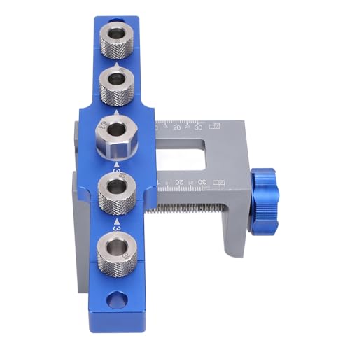 Marhynchus Doweling Jig Drill Kit 3 in 1 Aluminiumlegierung Dübel Jig mit Gummi -Schutzpolster für Holzbearbeitung Präziser Bohrungen Verstellbarer Metallhülsen von Marhynchus