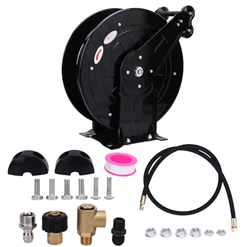 Marhynchus Druckreiniger Schlauch -Rolle Einsensvoller Schwerdetition 4000psi Power Wascher -Rolle mit Auto Rewind 8 Gear Ratchet -Schloss für die Gartenwartung für die Autowartung Marhynchus Druckreiniger Schlauch -Rolle Einsensvoller Schwerdetition 4000psi Power Wascher -Rolle mit Auto Rewind 8 Gear Ratchet -Schloss für die Gartenwartung für die Autowartung von Marhynchus