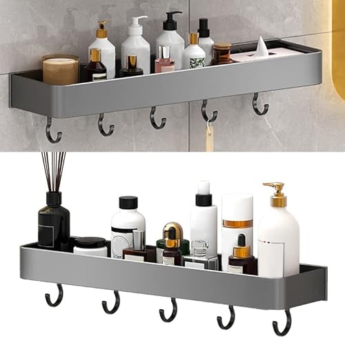 Marhynchus Duschduschenregal Badezimmer Wand Badezimmer Design Grau Aluminium (Einzelschicht mit Haken) von Marhynchus