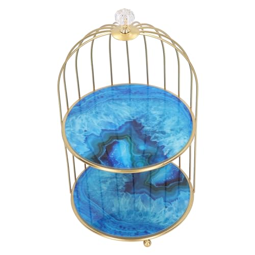 Marhynchus Eleganter Doppelschicht -Lagerregal -Vogel Käfig Organizer Rack, Multifunktionales Badezimmerregal, Geeignet für Arbeitsplatten-/Schminktisch, Gold (Achatsteinmuster) von Marhynchus