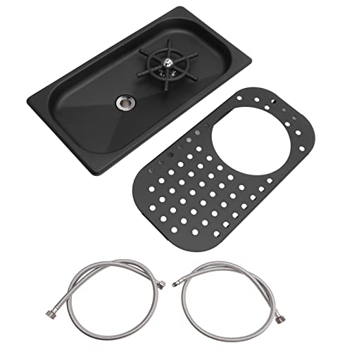 Marhynchus Küchenspüle Glasscheibe Edelstahl Rinser mit Wasserhahnbefestigung Zur Einfachen Reinigung in Bar oder Restaurant (BLACK) von Marhynchus
