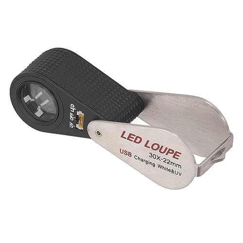 Marhynchus LED -UV -LED LOUPE Vergrößern Glas mit HD Qualitätsbeleuchtungssystem, 30 fache Vergrößerung der Elektronischen Steuerung, für Sammler und Druckliebhaber von Marhynchus