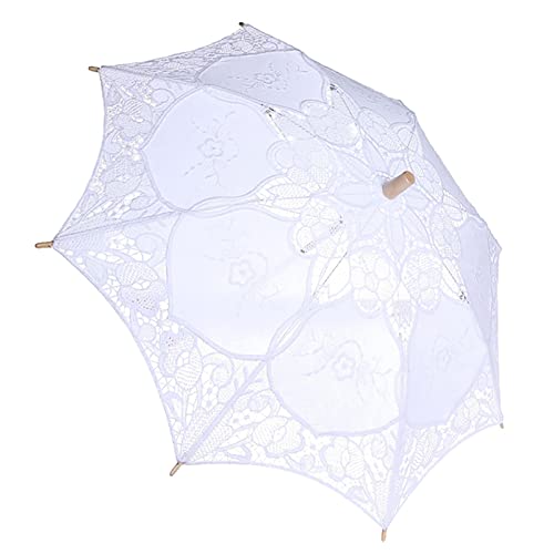 Marhynchus Lace Umbrella Sonnenschirm Sonne mit Holzgriff Lady Hochzeit Party Brautschirm für die Dekoration von Fotos(L-Weiß) von Marhynchus