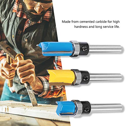 Marhynchus Langes Lebensdauer Zementiertes Carbidschneider -Set Effizient Trimmen von Slotting Router Bit 3PCS Blau & Gelb Holzbearbeitungszubehör für Gravurmaschinen Slotting und Schneiden von Marhynchus