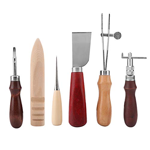 Leder Handwerk Set, 6 STÜCKE Leder Handwerk Werkzeuge Leder Cutter Messer DIY Lederhandwerk Groover Tool Kit Set für Jede Lederarbeit von Marhynchus