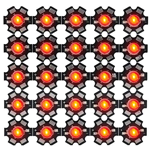 Marhynchus Schock -resistente Chips LEDs, Licht und Größe, für Dekorative LED -Leuchten, Rot, Grün, Blaue Farben, 25 Stcs. (660nm) von Marhynchus