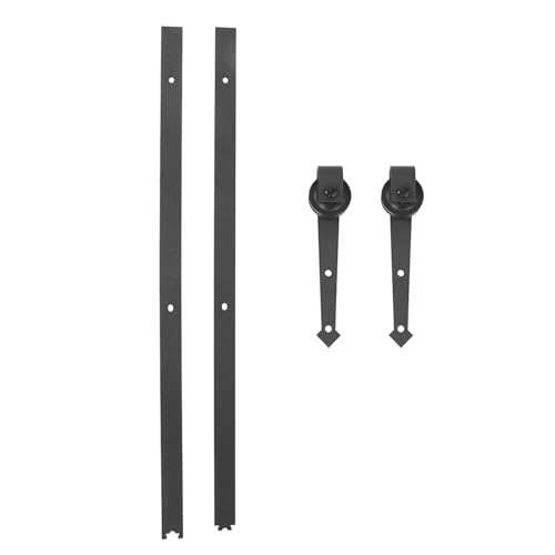 Marhynchus Schwarz 6-Fuß-Scheunentür-Hardware-Rollschienenschiene-Kit-Set, Hohe Belastungskapazität von 150 Kg, Geeignet für 4 Bis 4,5 Cm von Marhynchus