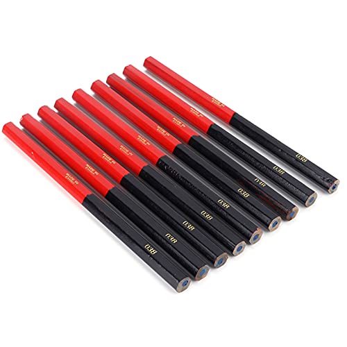 Zimmermannsbleistifte, 9-teilige Sechskant-Holzbearbeitungs-Zimmermannsbleistifte Rot Blau 2-Kern-Sechskant-2-Kopf-DIY-Holzbearbeitungs-Bleistift-Markierungsstift Hand, von Marhynchus