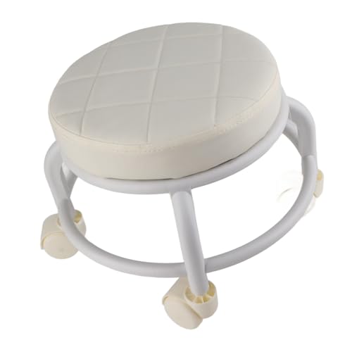 Marhynchus wasserdichte Rollende Ottomane Hochdichte Memory Memory Foam Stool für Familienbüro, Doppelschichtfußstützenhocker für Laborgaragenstuhl, Metalllederschwamm (ORANGE) (Beige) von Marhynchus