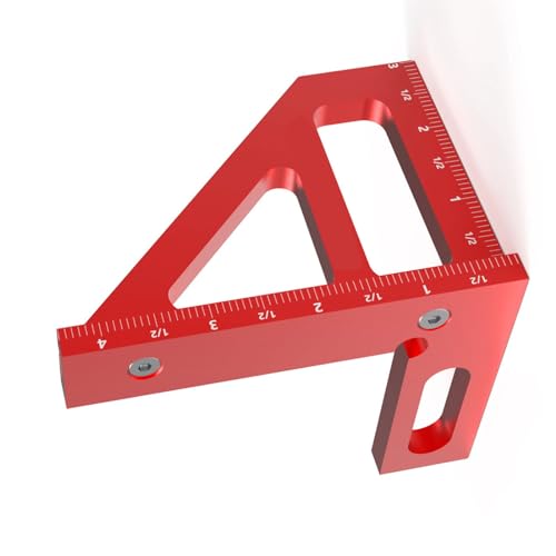 Mehrwinkel-Messlineal aus Aluminiumlegierung, Hochpräzises Messgerät für die Holzbearbeitung, Markierungslinien, 45-90-Grad-Winkel (Rot) von Marhynchus