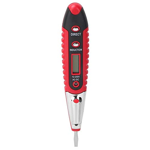 Spannungsprüfer Teststift AC/DC 12-250V LCD Display Elektrischer Teststift mit Nachtsichtlampe(Red) von Marhynchus
