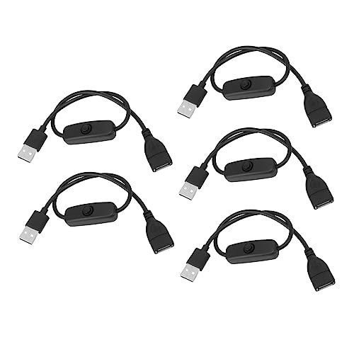 USB-Kabel mit Schalter, 5 Stück, USB-Stecker auf Buchse, Verlängerungskabel, USB-Verlängerungskabel mit Ein-/Aus-Schalter, Schwarz von Marhynchus