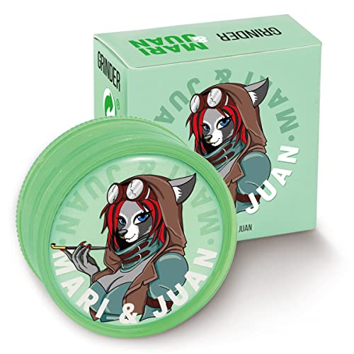 Mari & Juan Premium Grinder I Mari Edition I 2-teilig I ø 4 cm mit einer Gesamthöhe von 2 cm I aus hochwertigem Kunststoff I Kräutermühle zum Mahlen von Kräuter, Gras, Tabak, Gewürze von Mari & Juan