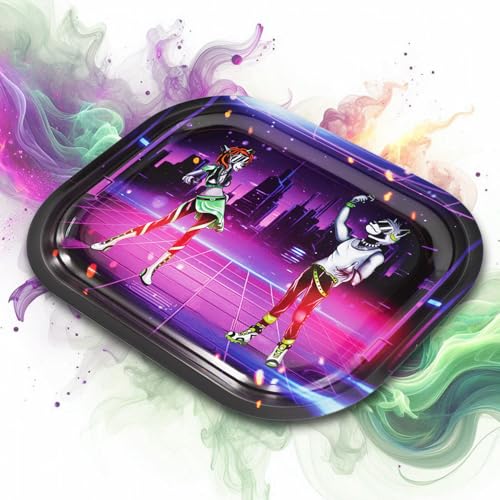 Mari & Juan Rolling Tray futuristisches Rolltablett mit Mari und Juan Design I Metall Drehunterlage in Lila und Schwarz I Perfekte Mischschale zur Organisation und Sauberkeit deiner Utensilien von Mari & Juan