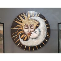 Wandbild, Original Gemälde Auf Leinwand Sun & Moon , Acryl Strukturierte Art, Wand Dekor, Venice Painting Textured Art von MariArtHomeShop
