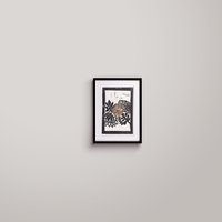 Golden Floral Linolschnitt Kunst Golden Floral Linolschnitt Kunst von MariKertesz