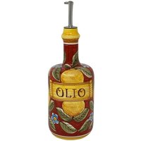 Oliera 0.75L 25 cm Handbemalt Decorum Positano Rosso von MariMaiolicheDeruta