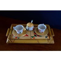 Handbemalte Keramik Kaffee-Service, Kaffee-Service Für Zwei, Hochzeitsgeschenk, Personalisierte Sendezeit von MariaBanchelli