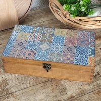 Fliesenimitat Teebox Aus Holz Mit Acht Fächern. Tee Aufbewahrungsbox. Schmuckkästchen.schmuck Aufbewahrungsbox von MarianArt2