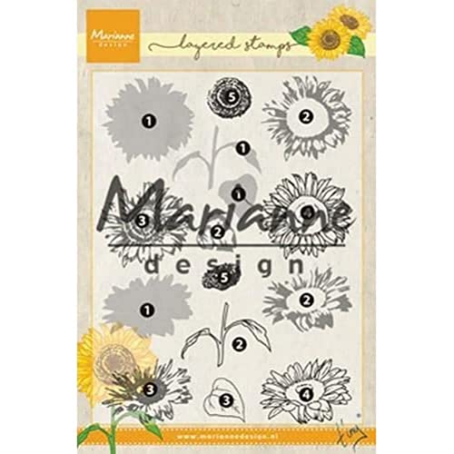 Marianne Design Clear Silikonstempel, Geschichtete Sonnenblume, zum Stanzen Bastelarbeiten und Präzision Stamping Papercrafts, 4,2 x 4,1 cm x 4,1 x 3,1 cm von Marianne Design