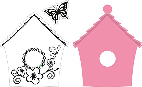 Marianne Design Collectables Vogelhaus Blumen-Stempel und Stanzschablone für die Kartengestaltung und Scrapbooking, Metal, pink, 5.2 x 6.2 x 0.4 cm von Marianne Design