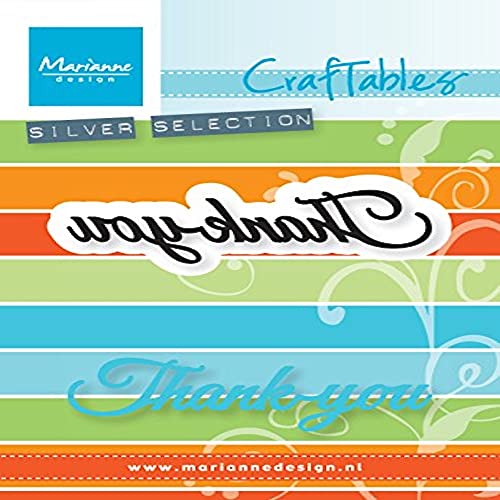 Marianne Design Craftables Locherschablone Thank You-Stanzschablone und Prägeschablone für die Kartengestaltung und Scrapbooking, Steel, grau, 6.6 x 2 x 0.3 cm von Marianne Design