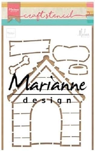 Marianne Design PS8030 Kunst und Handwerk Schablone Hundehütte von Marleen für Scrapbooking, Kartengestaltun und Papierbasteln, 21 x 15 cm von Marianne Design