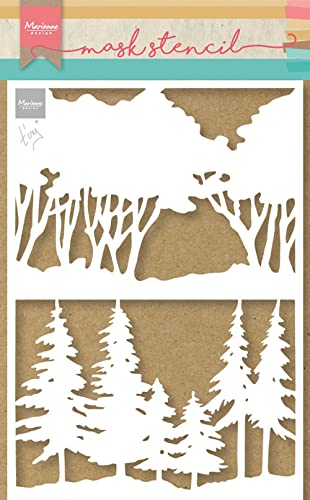 Marianne Design PS8100 Kunst und Handwerk Mask Schablone, Tinys Wald, für Scrapbooking, Kartengestaltun und Papierbasteln, weiß, Verschiedene von Marianne Design
