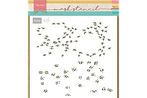 Marianne Design PS8134 Kunst und Handwerk Mask Schablone, Tinys Vogel-und Hirschdrucke, für Scrapbooking, Kartengestaltun und Papierbasteln, Papier, weiß, One Size von Marianne Design