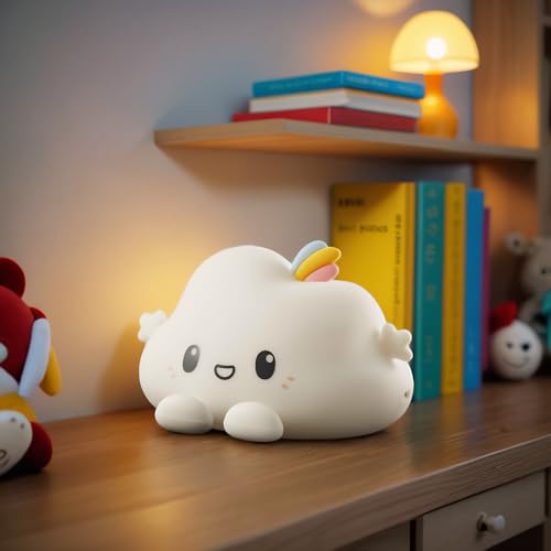 Maricart | Nachtlicht für Kinder in Wolkenform mit wiederaufladbarem internem Akku, Nachttischlampe mit Touch für das Kinderzimmer, Lampe mit 6 Farben mit Dimmer Maricart | Nachtlicht für Kinder in Wolkenform mit wiederaufladbarem internem Akku, Nachttischlampe mit Touch für das Kinderzimmer, Lampe mit 6 Farben mit Dimmer von Maricart