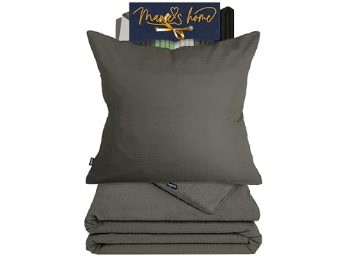 Marie´s Home Seersucker Bettwäsche 135x200 kühlende Bettwäsche 135x200 2-teiles Set – Bettwäsche grau - Bettbezug + 1 Kissenbezug 80x80 – Sommerbettwäsche 1616.2356, 135 x 200 cm, anthrazit Marie´s Home Seersucker Bettwäsche 135x200 kühlende Bettwäsche 135x200 2-teiles Set – Bettwäsche grau - Bettbezug + 1 Kissenbezug 80x80 – Sommerbettwäsche 1616.2356, 135 x 200 cm, anthrazit von Marie´s Home