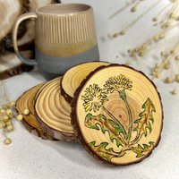 Holzuntersetzer Untersetzer Holz Deko Löwenzahn Pusteblume Frühling von Marienbaer