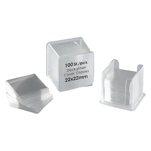 Marienfeld Borosilikatglas Quadratisch Deckgläs, Scharnierschachtel, 22 mm Tiefe, 22 mm Breite, 0.13-0.16 mm Stärke von Marienfeld