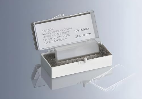 Marienfeld Borosilikatglas Rechteckig Deckgläs, Scharnierschachtel, 24 mm Tiefe, 36 mm Breite, 0.13-0.16 mm Stärke, 1000 Stück von Marienfeld