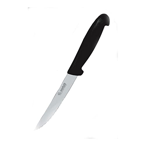 Marietti 1125P BISTECCA Praktisch Steakmesser, Wellenschliff, Schwarz, 11.5cm Klingenlänge, 6 Stück von Marietti