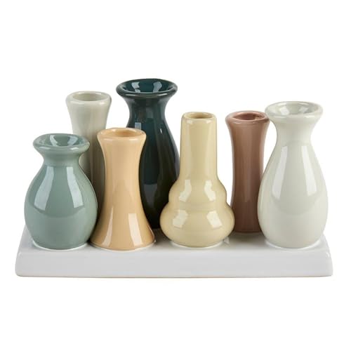 Mariles Vasen Set auf Sockel Blumenvasen Blumengefäß Tischdeko Tafeldeko Blumendeko 10 x 20 cm Creme von Mariles
