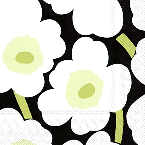 Marimekko - Cocktail-Servietten Unikko Black 25 x 25 cm von Marimekko