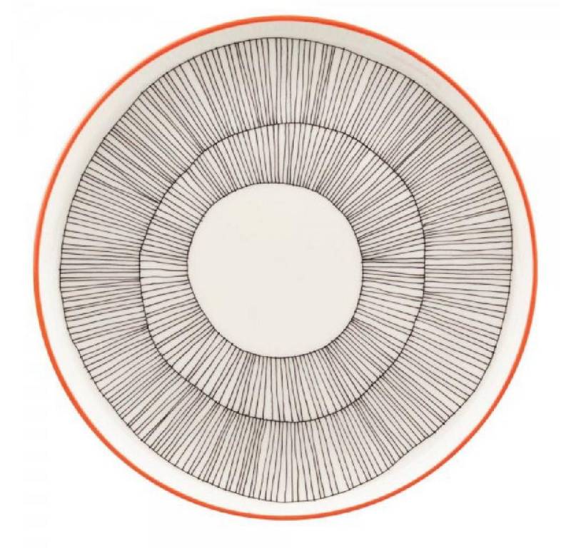 Marimekko Frühstücksteller Teller Oiva Kukat Puhkeavat White Black Orange (20cm) von Marimekko